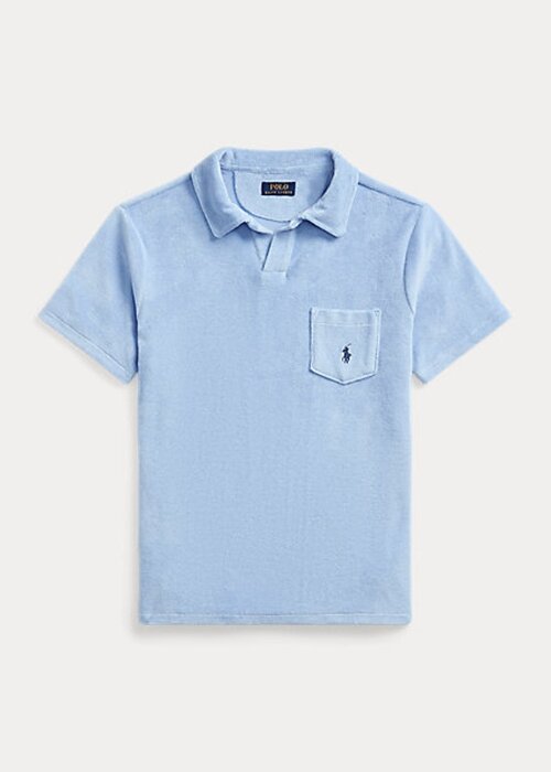 Polos de felpa de corte entallado personalizados de Ralph Lauren para hombre de AZURE Polos de felpa de corte entallado personalizados de Ralph Lauren para hombre de AZURE