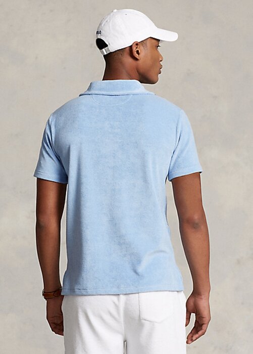 Polos de felpa de corte entallado personalizados de Ralph Lauren para hombre de AZURE Polos de felpa de corte entallado personalizados de Ralph Lauren para hombre de AZURE