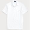Polos de malla blancos de Ralph Lauren para hombre, corte entallado Polos de malla blancos de Ralph Lauren para hombre, corte entallado