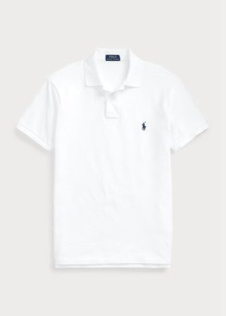 Polos de malla blancos de Ralph Lauren para hombre, corte entallado Polos de malla blancos de Ralph Lauren para hombre, corte entallado