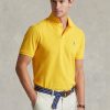 Polos de malla entallados personalizados Ralph Lauren amarillos para hombre Polos de malla entallados personalizados Ralph Lauren amarillos para hombre