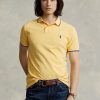 Polos de malla entallados personalizados Ralph Lauren amarillos para hombre Polos de malla entallados personalizados Ralph Lauren amarillos para hombre