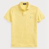 Polos de malla entallados personalizados Ralph Lauren amarillos para hombre Polos de malla entallados personalizados Ralph Lauren amarillos para hombre