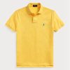 Polos de malla entallados personalizados Ralph Lauren amarillos para hombre Polos de malla entallados personalizados Ralph Lauren amarillos para hombre
