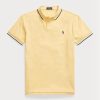 Polos de malla entallados personalizados Ralph Lauren amarillos para hombre Polos de malla entallados personalizados Ralph Lauren amarillos para hombre