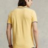 Polos de malla entallados personalizados Ralph Lauren amarillos para hombre Polos de malla entallados personalizados Ralph Lauren amarillos para hombre