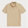Polos de malla entallados personalizados Ralph Lauren beige para hombre Polos de malla entallados personalizados Ralph Lauren beige para hombre