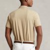 Polos de malla entallados personalizados Ralph Lauren beige para hombre Polos de malla entallados personalizados Ralph Lauren beige para hombre