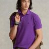 Polos de malla entallados personalizados Ralph Lauren morados para hombre Polos de malla entallados personalizados Ralph Lauren morados para hombre