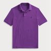 Polos de malla entallados personalizados Ralph Lauren morados para hombre Polos de malla entallados personalizados Ralph Lauren morados para hombre