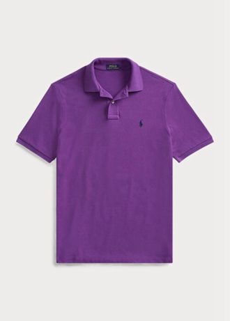 Polos de malla entallados personalizados Ralph Lauren morados para hombre Polos de malla entallados personalizados Ralph Lauren morados para hombre