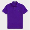 Polos de malla entallados personalizados Ralph Lauren morados para hombre Polos de malla entallados personalizados Ralph Lauren morados para hombre