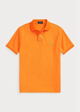 Polos de malla entallados personalizados Ralph Lauren para hombre en color naranja Polos de malla entallados personalizados Ralph Lauren para hombre en color naranja