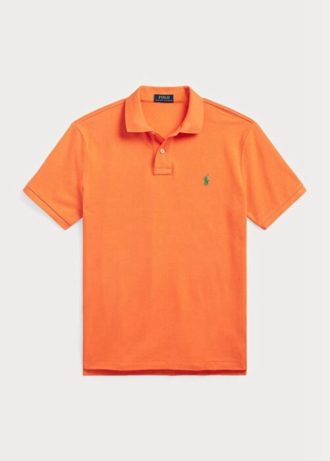 Polos de malla entallados personalizados Ralph Lauren para hombre en color naranja Polos de malla entallados personalizados Ralph Lauren para hombre en color naranja