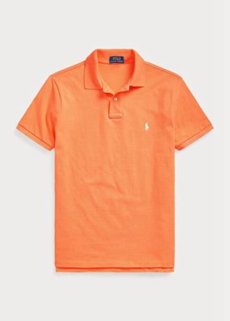 Polos de malla entallados personalizados Ralph Lauren para hombre en color naranja Polos de malla entallados personalizados Ralph Lauren para hombre en color naranja