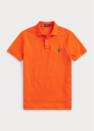 Polos de malla entallados personalizados Ralph Lauren para hombre en color naranja Polos de malla entallados personalizados Ralph Lauren para hombre en color naranja