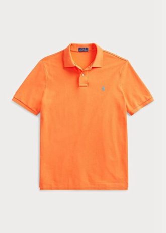 Polos de malla entallados personalizados Ralph Lauren para hombre en color naranja Polos de malla entallados personalizados Ralph Lauren para hombre en color naranja