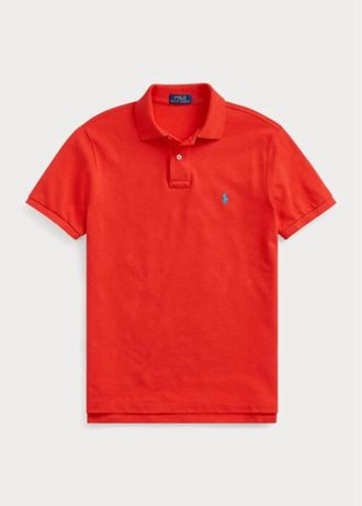 Polos de malla entallados personalizados Ralph Lauren para hombre en color rojo Polos de malla entallados personalizados Ralph Lauren para hombre en color rojo