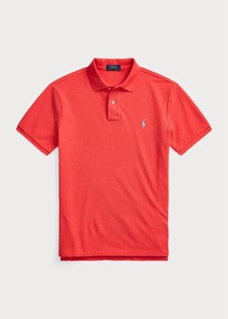 Polos de malla entallados personalizados Ralph Lauren para hombre en color rojo