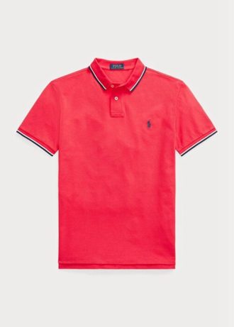 Polos de malla entallados personalizados Ralph Lauren para hombre en color rojo Polos de malla entallados personalizados Ralph Lauren para hombre en color rojo