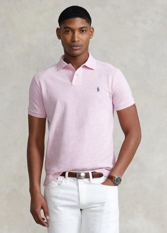 Polos de malla entallados personalizados Ralph Lauren para hombre en color rosa