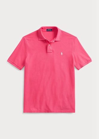 Polos de malla entallados personalizados Ralph Lauren para hombre en color rosa