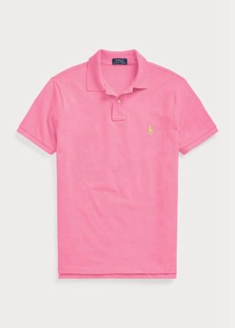 Polos de malla entallados personalizados Ralph Lauren para hombre en color rosa