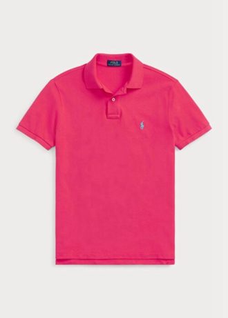 Polos de malla entallados personalizados Ralph Lauren para hombre en color rosa