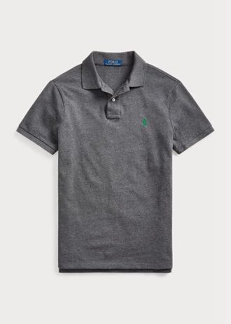 Polos de malla entallados personalizados Ralph Lauren para hombre en gris