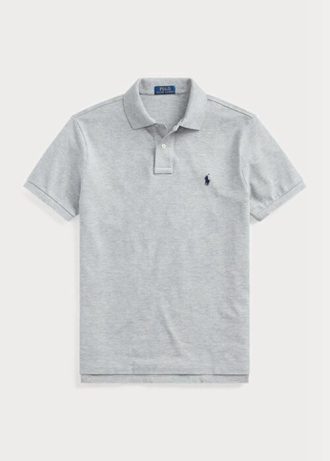 Polos de malla entallados personalizados Ralph Lauren para hombre en gris
