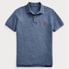 Polos de malla entallados Ralph Lauren azules para hombre Polos de malla entallados Ralph Lauren azules para hombre
