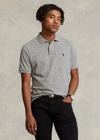Polos de malla entallados Ralph Lauren grises para hombre