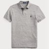 Polos de malla entallados Ralph Lauren grises para hombre Polos de malla entallados Ralph Lauren grises para hombre