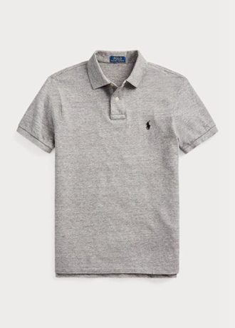 Polos de malla entallados Ralph Lauren grises para hombre