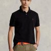 Polos de malla negros de Ralph Lauren para hombre, ajustados Polos de malla negros de Ralph Lauren para hombre, ajustados