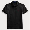 Polos de malla negros de Ralph Lauren para hombre, ajustados Polos de malla negros de Ralph Lauren para hombre, ajustados