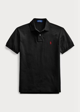 Polos de malla negros de Ralph Lauren para hombre, ajustados