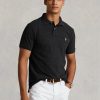 Polos de malla negros Ralph Lauren personalizados y ajustados para hombre Polos de malla negros Ralph Lauren personalizados y ajustados para hombre