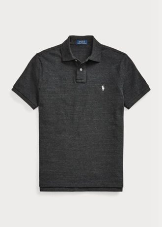 Polos de malla negros Ralph Lauren personalizados y ajustados para hombre