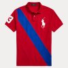 Polos de malla Ralph Lauren Big Pony rojos para hombre Polos de malla Ralph Lauren Big Pony rojos para hombre