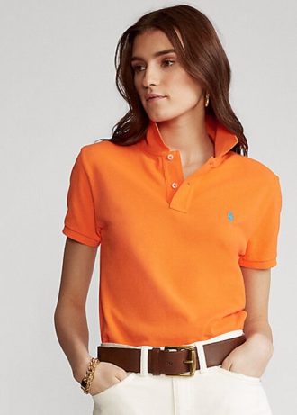 Polos de malla Ralph Lauren Classic Fit para mujer en color naranja