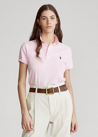 Polos de malla Ralph Lauren de corte clásico en color rosa para mujer