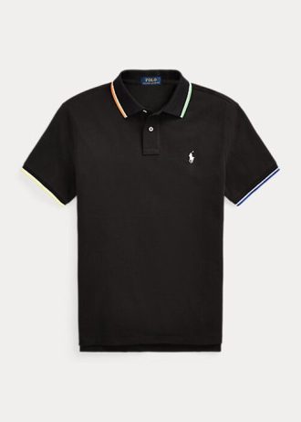 Polos de malla Ralph Lauren de corte clásico para hombre, color negro