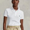 Polos de malla Ralph Lauren de corte clásico para mujer, color blanco