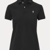 Polos de malla Ralph Lauren de corte clásico para mujer, color negro