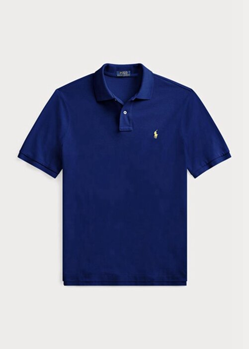 Polos de malla Ralph Lauren de corte entallado para hombre, color azul marino Polos de malla Ralph Lauren de corte entallado para hombre, color azul marino