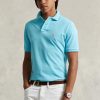 Polos de malla Ralph Lauren de corte entallado personalizados para hombre en azul Polos de malla Ralph Lauren de corte entallado personalizados para hombre en azul