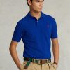 Polos de malla Ralph Lauren de corte entallado personalizados para hombre en azul Polos de malla Ralph Lauren de corte entallado personalizados para hombre en azul