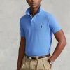 Polos de malla Ralph Lauren de corte entallado personalizados para hombre en azul Polos de malla Ralph Lauren de corte entallado personalizados para hombre en azul