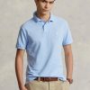Polos de malla Ralph Lauren de corte entallado personalizados para hombre en azul Polos de malla Ralph Lauren de corte entallado personalizados para hombre en azul